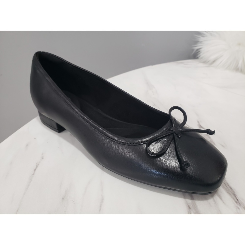 NEW SIZE 8 Rockport Sadie Square Toe Slip-On Ballet Dress Flats Black Leather